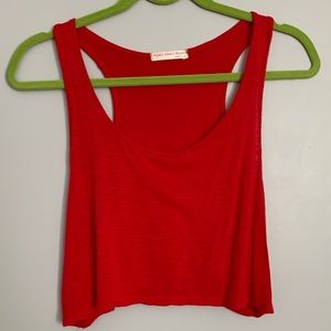 Red cropped tank top